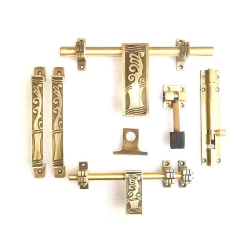 Jovial 6 Pcs Aluminium Antique Brass Single Door Fitting Accessories Kit, 1025-KT-135