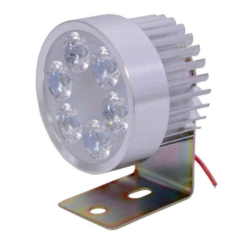 AllExtreme EX6RFL2 2 Pcs 6 LED 18W Round White Auxiliary Fog Light Set with 7/8 inch Handlebar Switch & Metal Stand