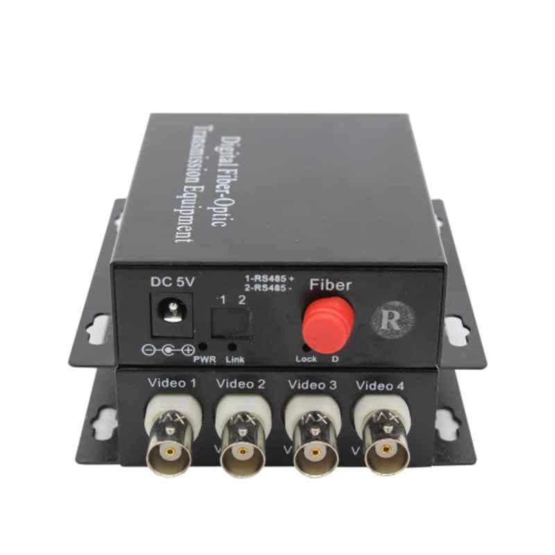 Hanutech 20km 4 Channel Digital BNC to Video, Audio & Data Fiber Media Converter Pair
