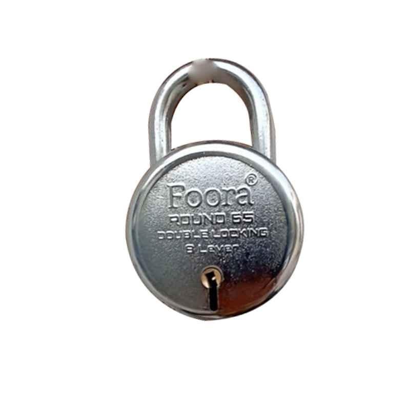 Foora 65mm 8 Lever Round Padlock with 5 Keys & Key Chain, FO-Ro-65