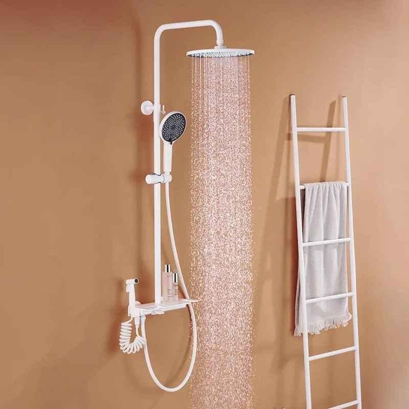 ZeeCry 4-in-1 White PVD Painted Stainless Steel 304 Wall Mounted Rainfall Modular Bathroom Thermostatic Shower Panel