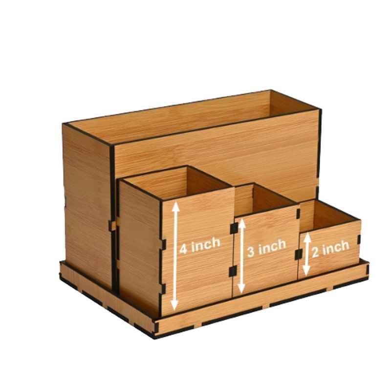 Gift Kya De Wooden Desk Organizer with 4 Different Size Compartments, GKD000266-BM
