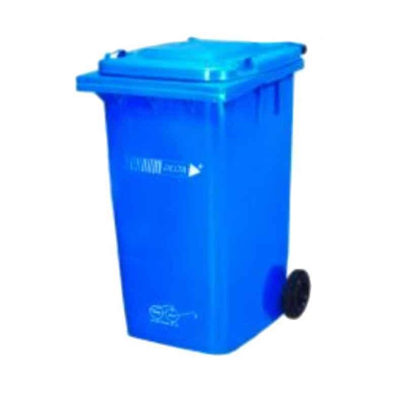 Delta 120L Blue Plastic Dustbin with 2 Wheels, DWB-120-REG-B