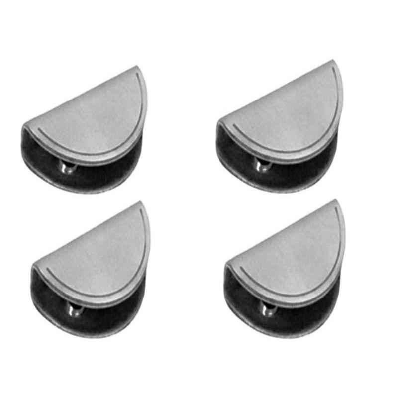 Smart Shophar 1.5 inch Stainless Steel Silver D Type Glass Shelf Bracket 8 mm, SHA40SB-DTYP-1.5SL08-P4 (Pack of 4)
