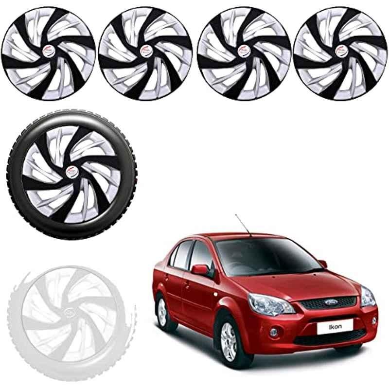Auto Pearl 4 Pcs 13 inch ABS Black & Silver Car Wheel Cover Set for Ford Ikon