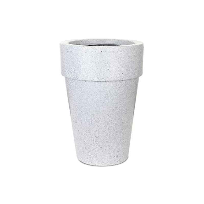 Blume Curvada 27 inch White Stone Plastic Round Polished Finish Flower Pot, CR-NL-L-WTS
