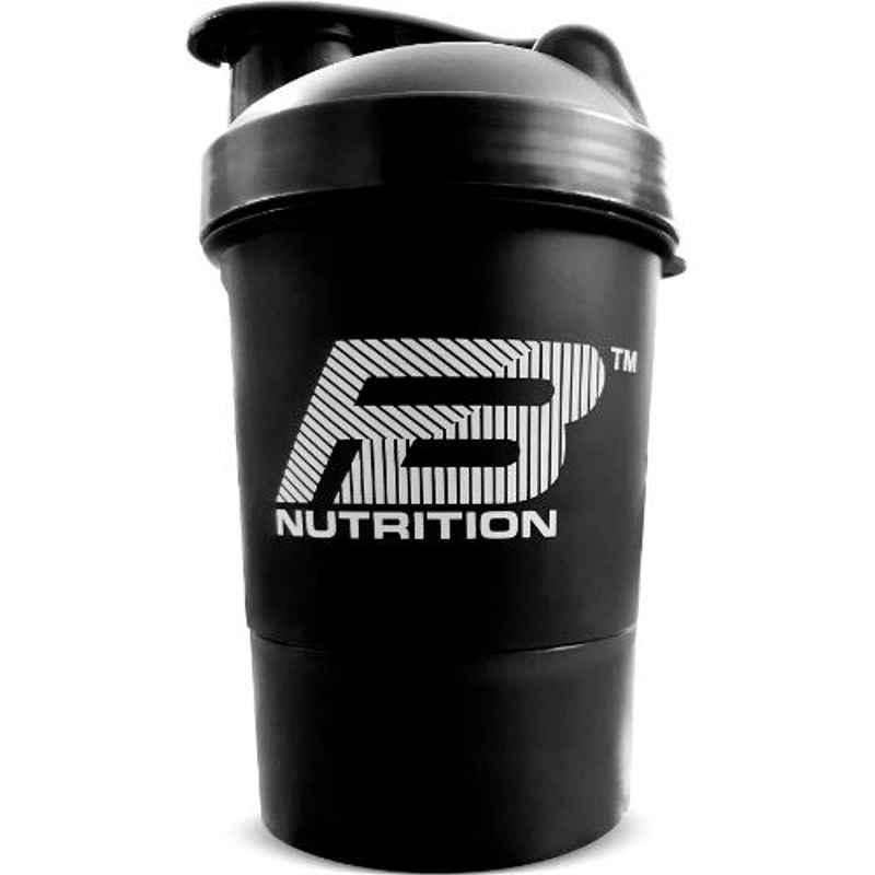 FB Nutrition 500ml Plastic Black Round Shaker Bottle, FBNSBBL0002