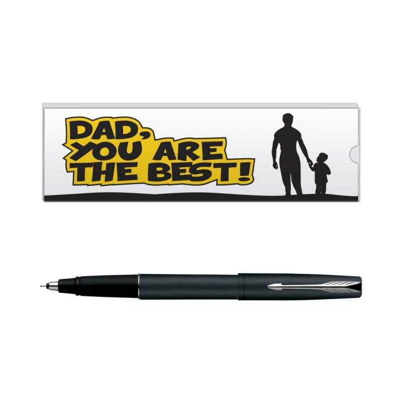 Parker Frontier Matte Black CT Roller Ball Pen with Dad Quote-1, 9000020188