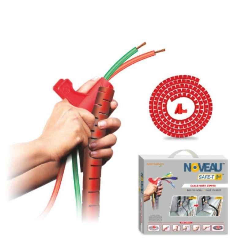 Noveau Safe-T-1ST 16mm 1.5mm Virgin HDPE Red Cable Zipper with Colour Box, NSFZ16RD1105 (Pack of 2)