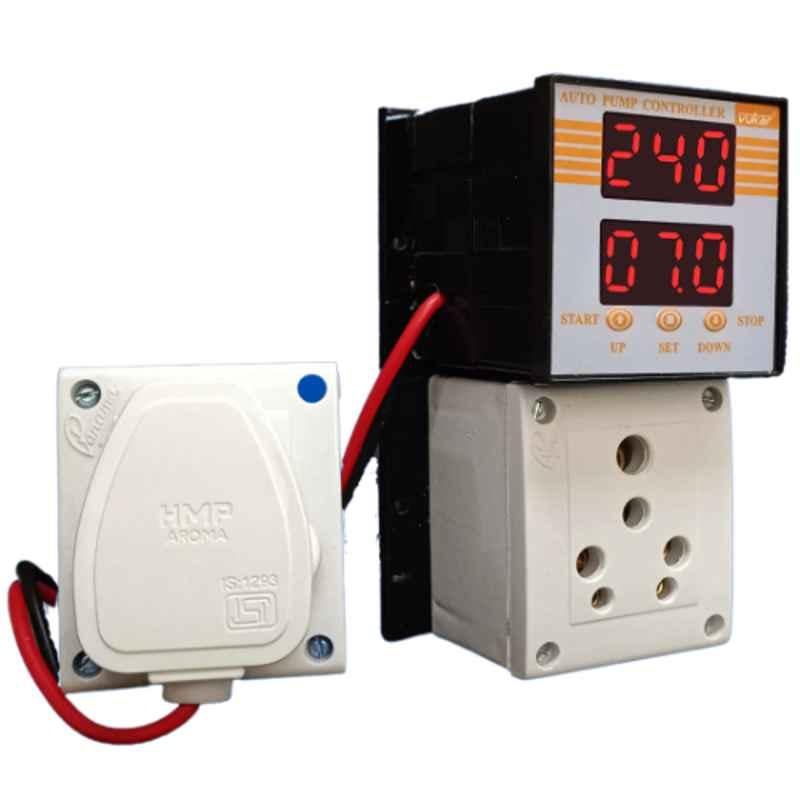 Vukar DEV-D 0.5, 0.75 & 1HP Digital Motor Protection Device with Dry Run, Overload, Overvoltage, Undervoltage Protection & Water Overflow Stop Timer for Water Pump Motor MCB Panel, DEV-D1