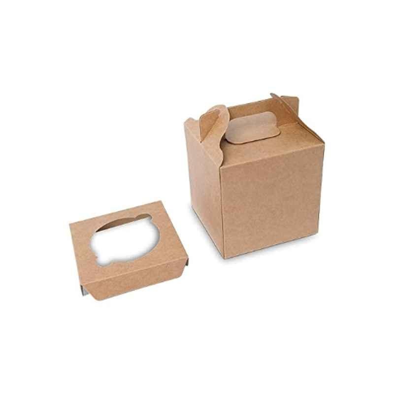 UDBHAV IDDIEN INC 3.5x3.5x3.5 inch 300 GSM Brown Kraft Paper Cup Cake Box, UI-301-25 (Pack of 25)