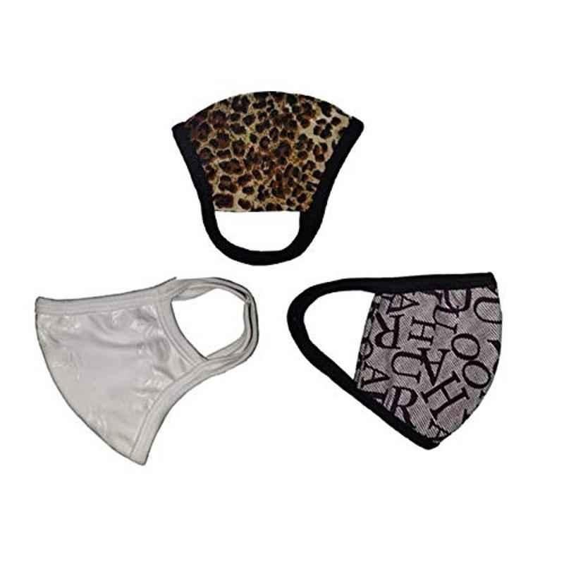 APS Fashionable Multicolour Printed Cotton Face Mask, APS FM-07 (Pack of 3)