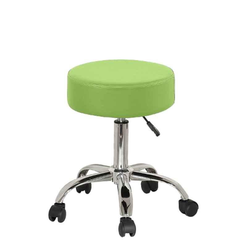 Chairwale Rio Green Faux Leather Revolving Adjustable Stool with Wheels for Living Room, Home Office & Kitchen, P7109