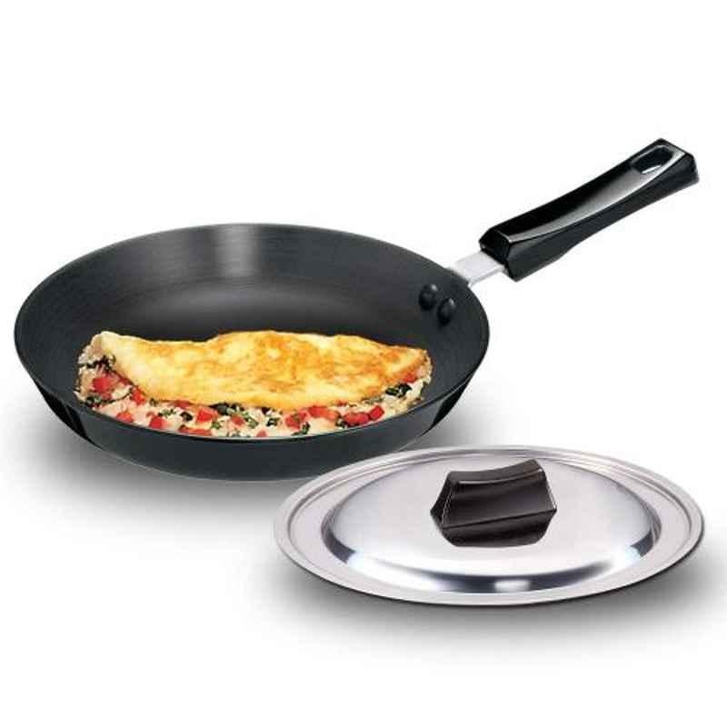 Hawkins Futura 25cm Aluminium Black Hard Anodised Frying Pan with Steel Lid, HK-KW-L11