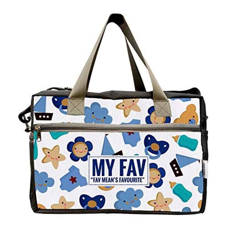 My Fav 40L Polyester Blue & White Printed Cabin Size Duffel Travel Bag, MFCB008