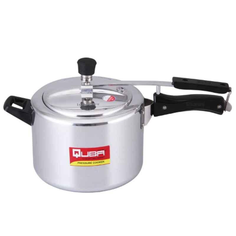 Quba 5 Litre Aluminium Inner Lid Induction Base Silver Pressure Cooker, QU5LTRSSR
