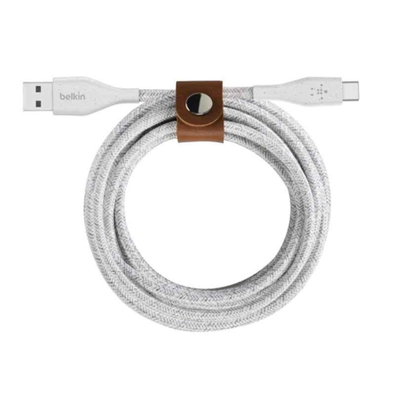 Belkin DuraTek Plus 1.2m White USB C to USB A Cable with Strap, F2CU069bt04-WHT