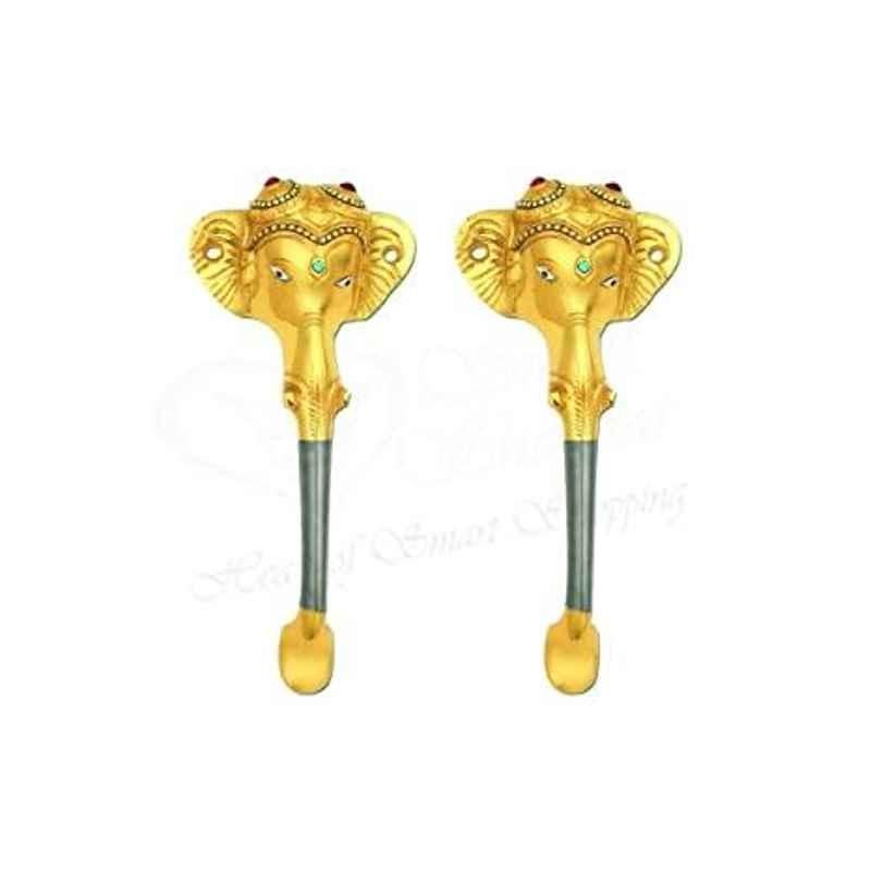 Smart Shophar 6 inch Brass Gold Silver Ganesha Ekadanta Pull Handle, SHA10PH-EKAD-GS06-P2 (Pack of 2)