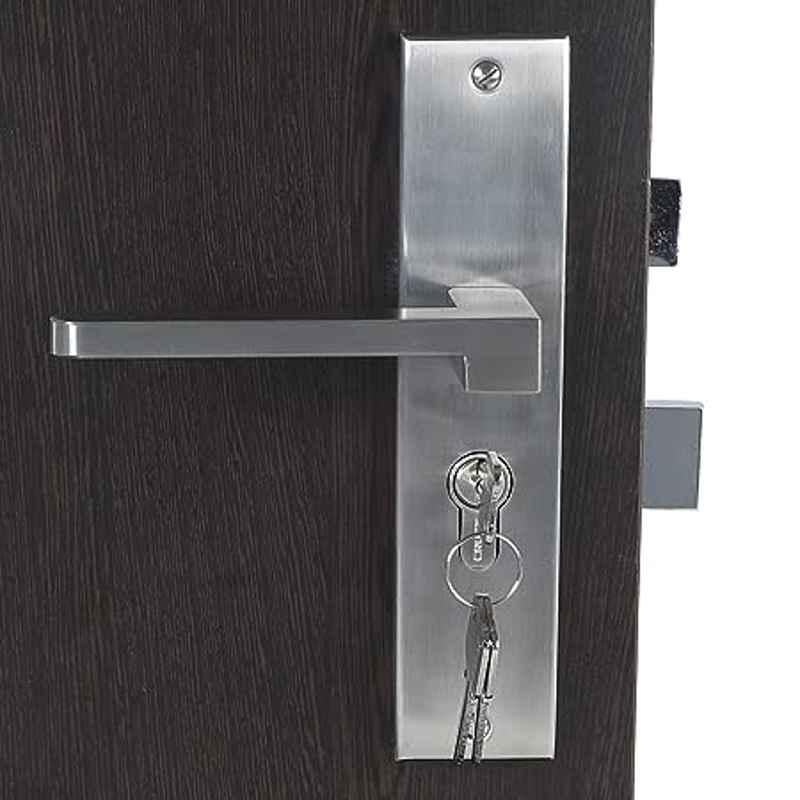 Handle Waala LB306-CYS-BSK 8 inch 60mm Stainless Steel Silver Cylindrical Plate Both Side Key Mortise Door Lock Set