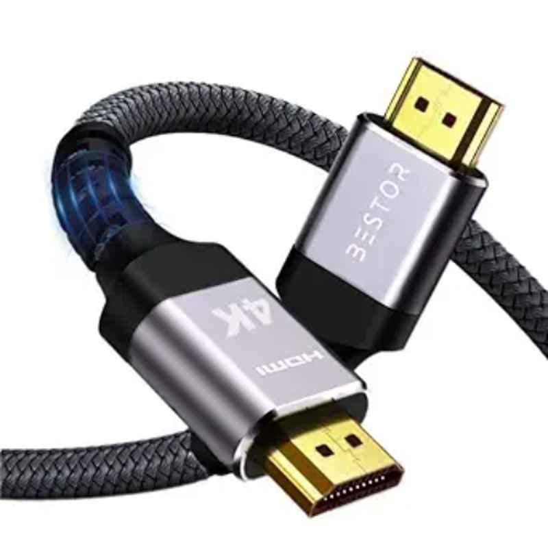 Bestor 3m Nylon Braided & Copper Conductor Black Male to Male HDMI Cable for Roku TV, Fire TV, PC, PS5, PS4, X-Box, Monitor
