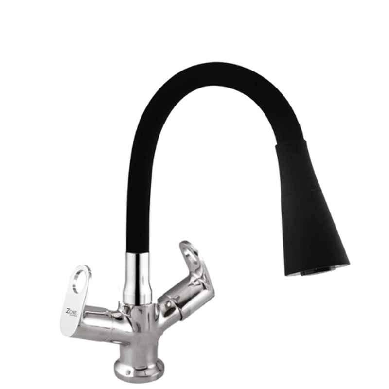 Zoie Orneo Brass Black Chrome Finish Dual Flow Basin Mixer with Swivel Spout, Z31044