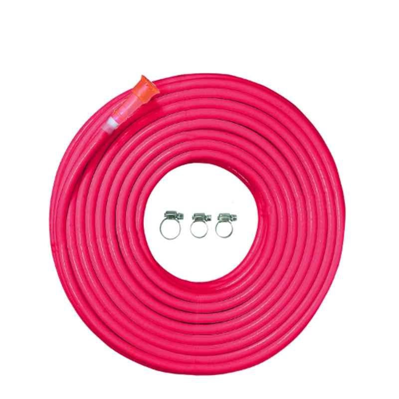 Cinagro 30m 1/2 inch Foam Hose Pipe with Tap Adapter & 3 Clamps Set, CIN-HOP-LLF-L30-PNK