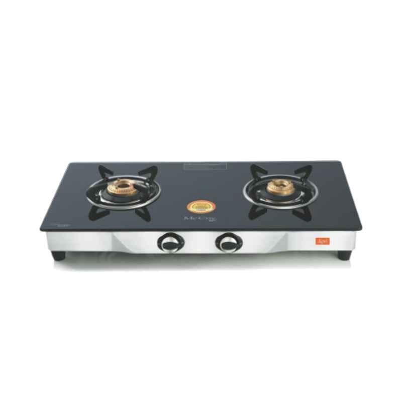 McCoy 2 Burner Agni Manual Ignition Black Glass Top Gas Stove
