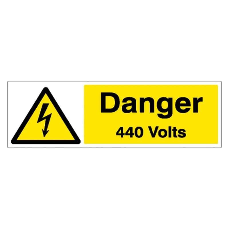 SUNSIGNS 450x150mm Vinyl & Acrylic Sandwich Danger 440 Volts Signage, SN0192VNLM1HPIDAL