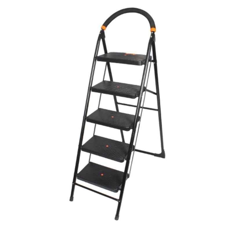 Alnico 5 Steps Steel & Virgin Plastic Black Ladder with Platform, KPL5