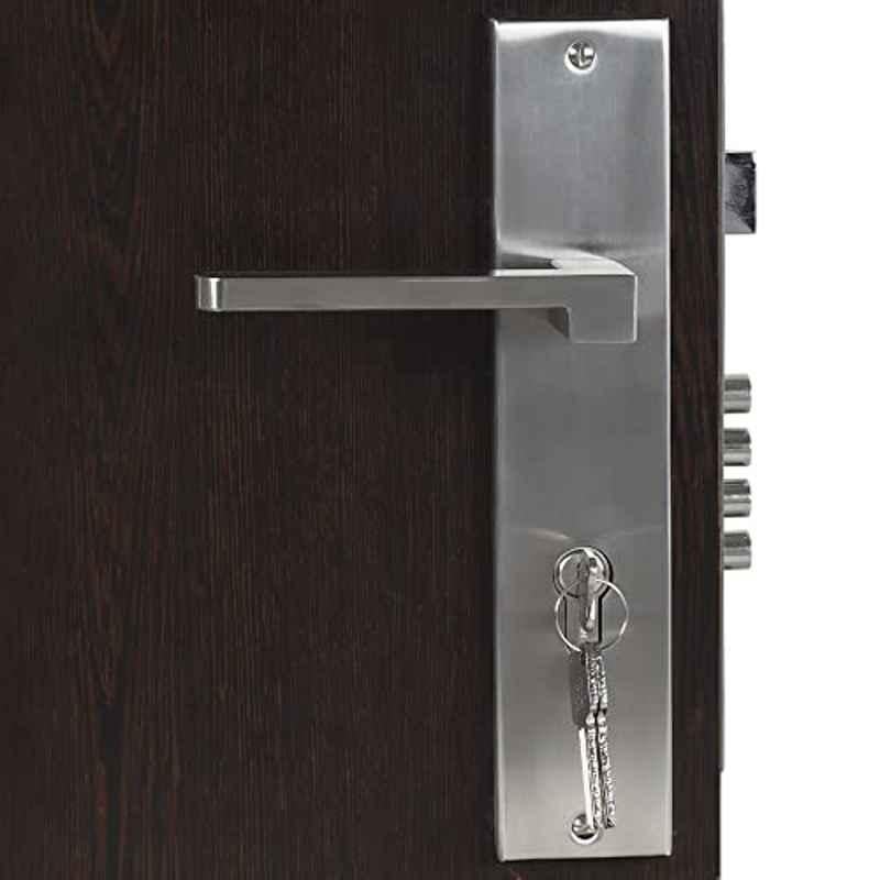 Homexpert LB306 10 inch 60mm Stainless Steel Silver Cylindrical Plate Both Side Key Mortise Door Lock Set