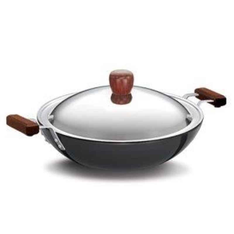 Hawkins Futura 2.5L 26cm Hard Anodised Flat Bottom Deep Fry Pan with Lid, AD 25S