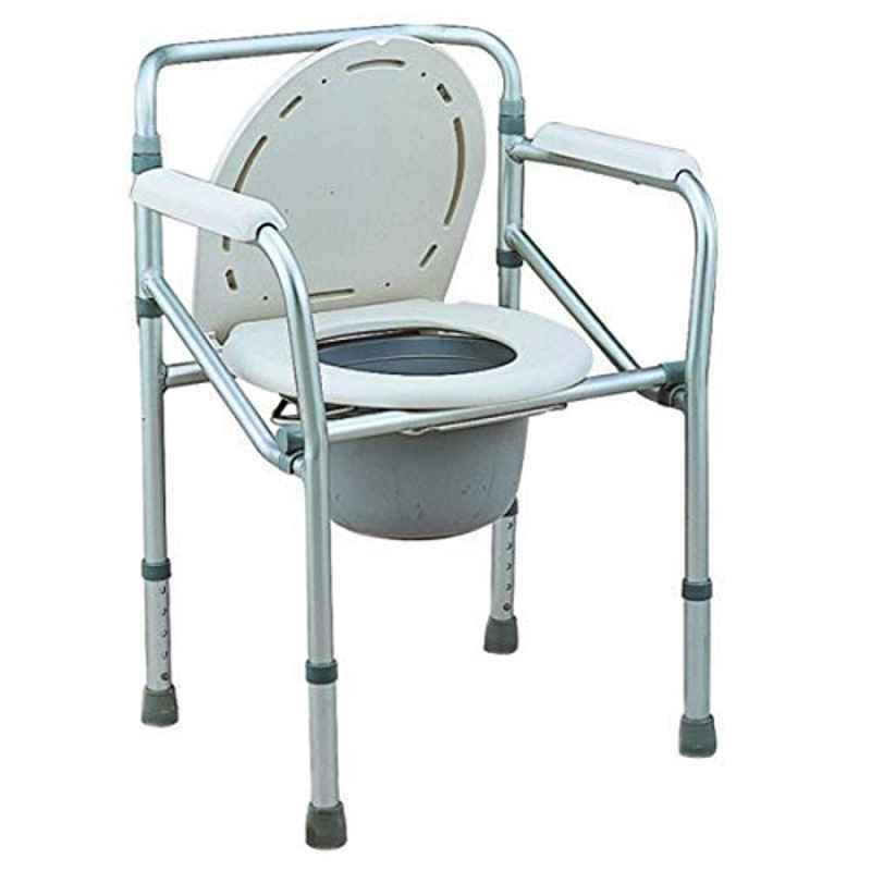 Entros Silver Foldable & Height Adjustable Commode Chair, KL894