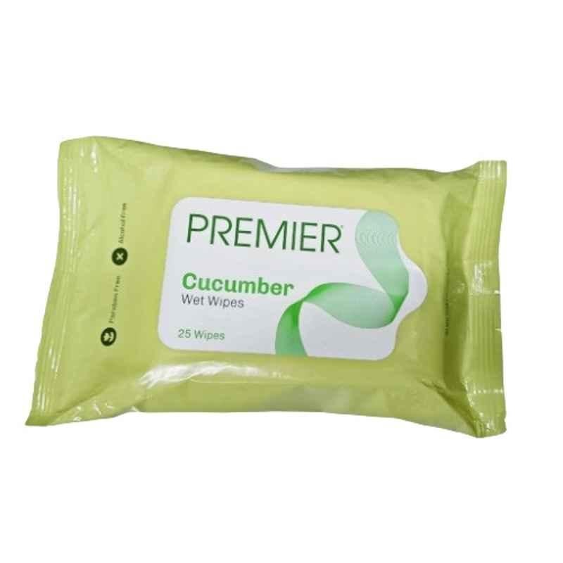 Premier 25 Pcs Alcohol Free Cucumber Fragrance Wet Wipes
