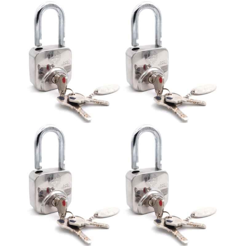 Harrison 60mm 12 Pins Mild Steel Square Padlock with 3 Computerised Keys, CX-3000-0557 (Pack of 4)