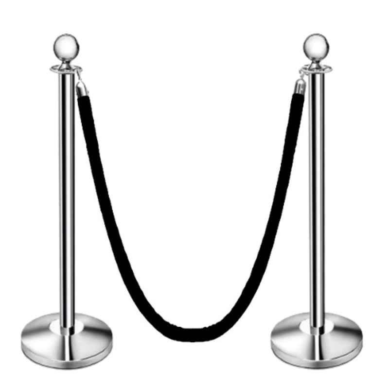 Ladwa 2 Pcs Stainless Steel Queue Manager Pillar Set with Velvet Rope, LSI-QPS-BLVRP2