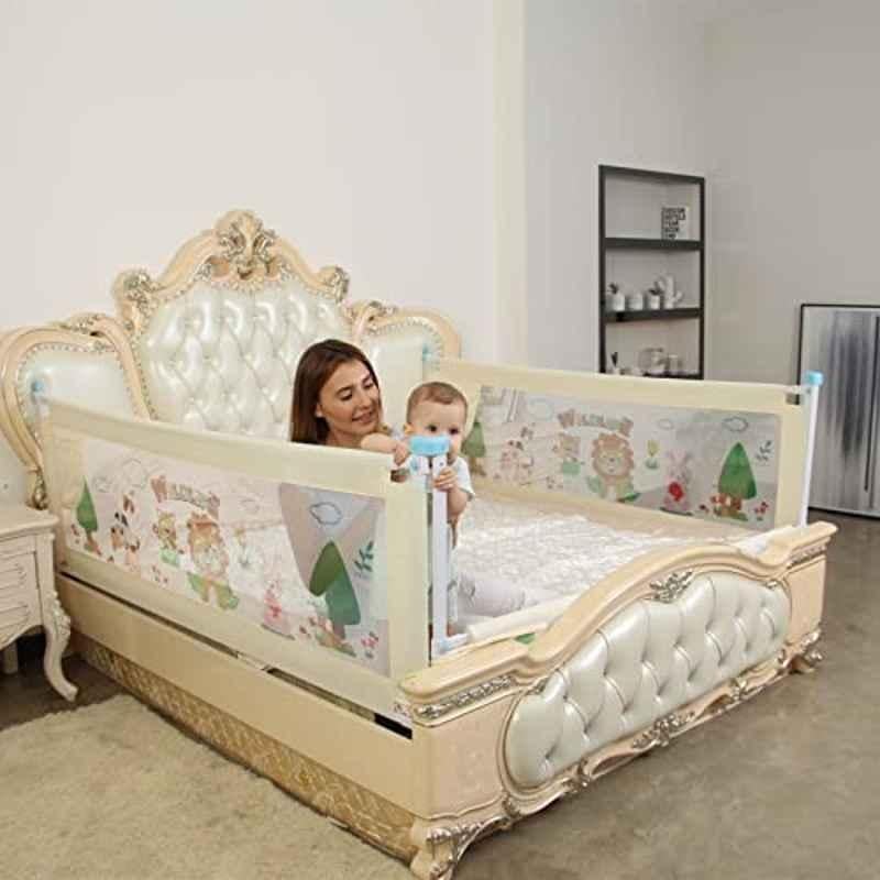 Safe-O-Kid 6.5x2.1ft Beige Washable Designer Bed Rail Guard for Baby, SOK9BDR2MUPBG102 (Pack of 2)