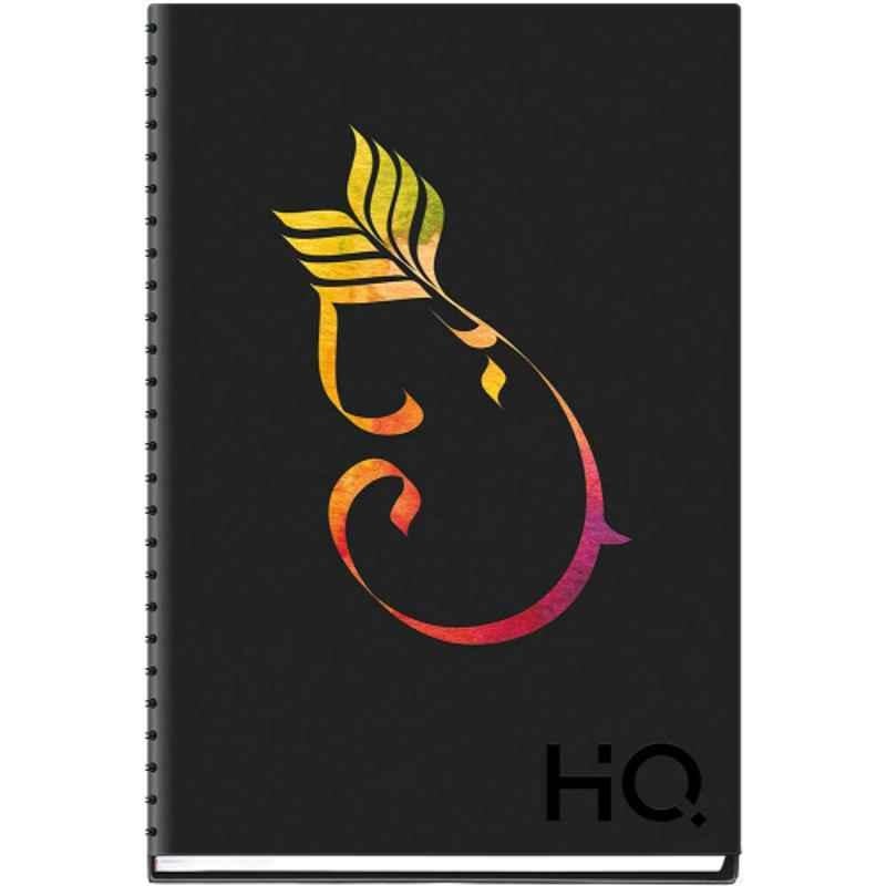 Navneet Ganesha HQ A5 192 Pages Black Single Line Case Wiro Binding Notebook, 27021-1