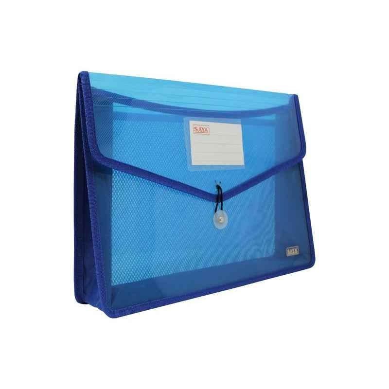Saya SY091 Tr-Blue Elastic Lock Clear Flexi Document Bag, Weight: 236.66 g (Pack of 20)