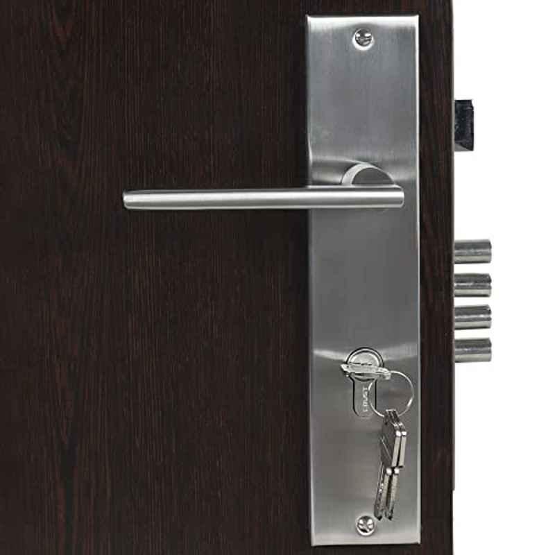 Homexpert Luna 10 inch 60mm Stainless Steel Silver Cylindrical Plate Both Side Key Mortise Door Lock Set