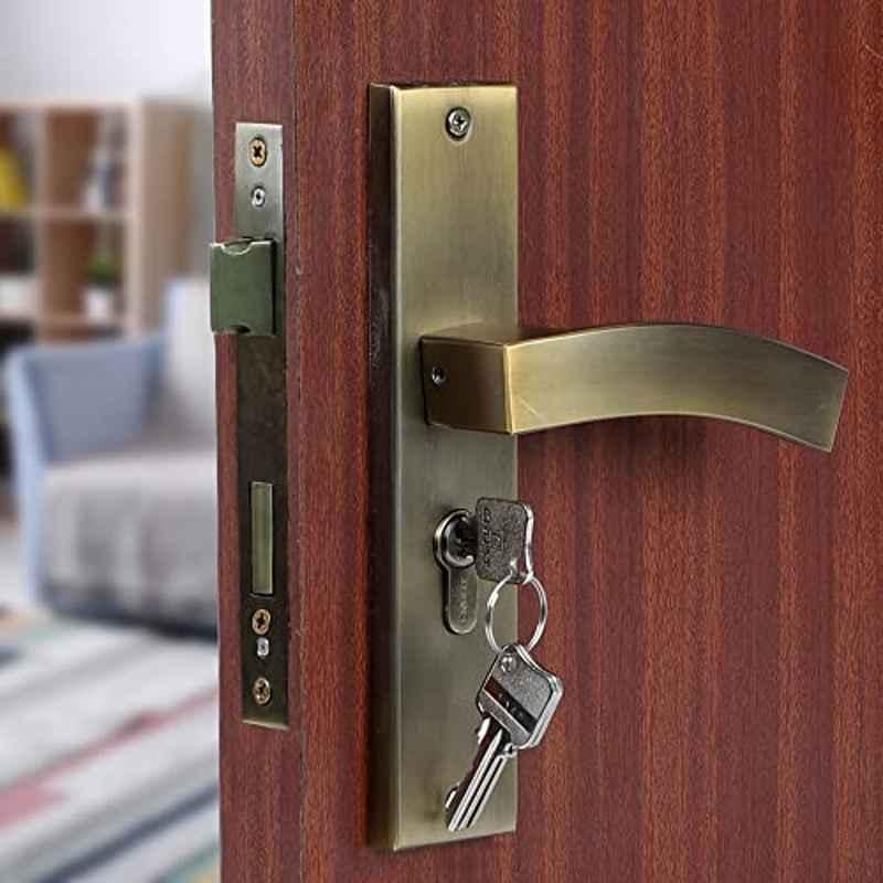 Voltizi 8 inch Stainless Steel 304 Antique Finish Cylindrical Plate Mortise Door Lock Handle Set with Both Side Key, LB-10002