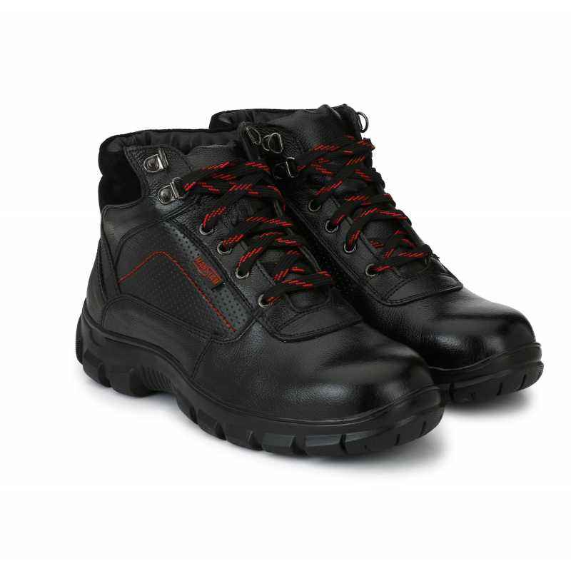 Manslam MLM23 Black & Red Steel Toe Work Safety Shoes, Size: 8