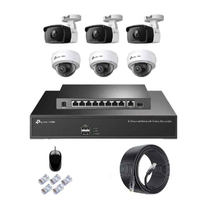 TP-Link VIGI C320I & C220I 2MP Indoor & Outdoor Network IP Combo Kit with 8 Channel NVR, 6 Camera, 10 Port POE Switch, D-LINK 100M LAN Cable