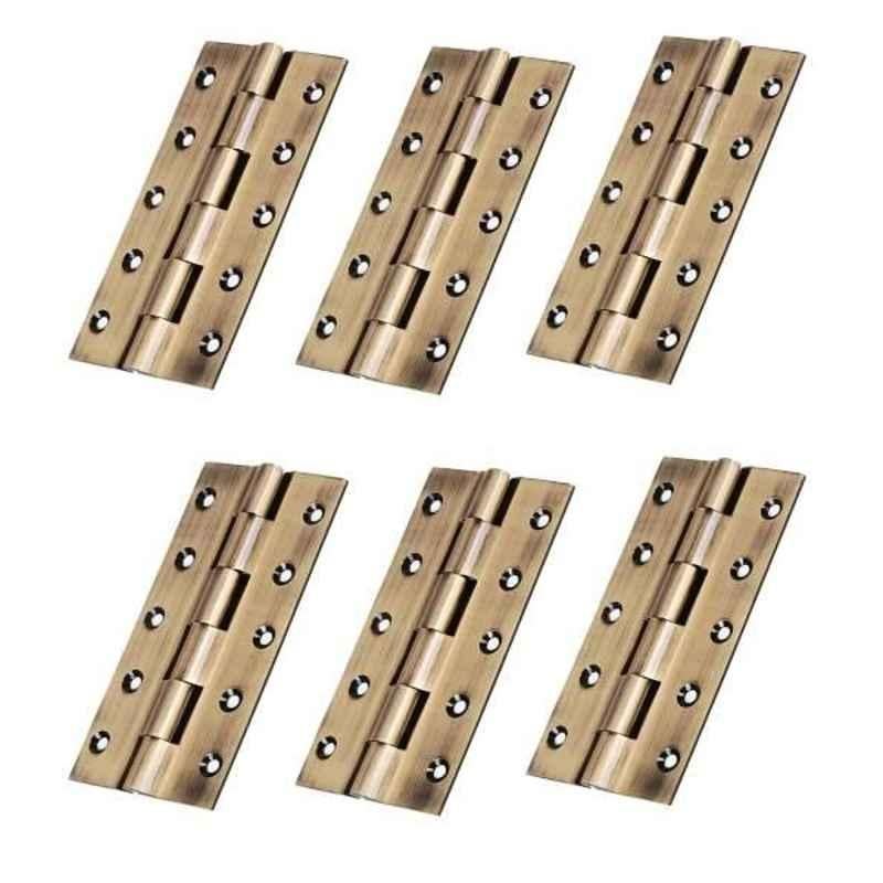 Smart Shophar 5x1.25x2 inch Brass Antique Railway Hinge, SHA10HG-RAIL-AN5X1.25X2-P6 (Pack of 6)