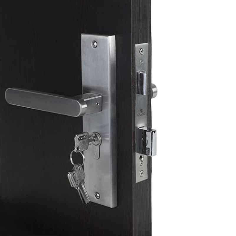 Homexpert LB304 8 inch 60mm Stainless Steel Silver Cylindrical Plate One Side Key Mortise Door Lock Set