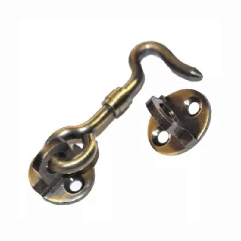 RiseOm 3 inch Brass Oval Eye Gate Hook, 3P-XH7O-RM41 (Pack of 2)