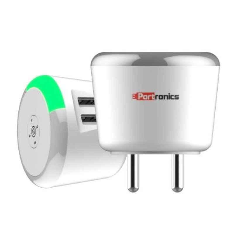 Portronics White LED Lamp Long Press Charger Adapter, POR 469