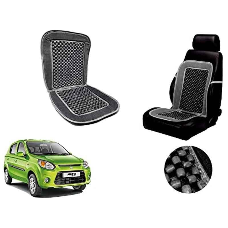 Auto Pearl PU, Velvet & Wooden Beads Grey Rectangular Seat Cushion for Maruti Suzuki Alto 800 2019