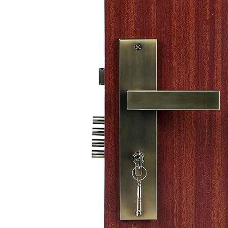 Handle Waala LB1007 10 inch 60mm Stainless Steel Antique Brass Finish Cylindrical Plate Both Side Key Mortise Door Lock Set