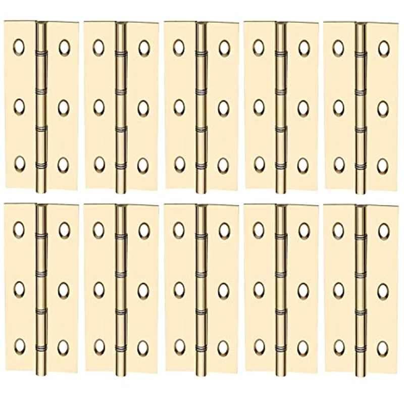 Screwtight 4 inch Brass Polished Double Steel Washered Door Butt Hinge, B170404PB-10 (Pack of 10)