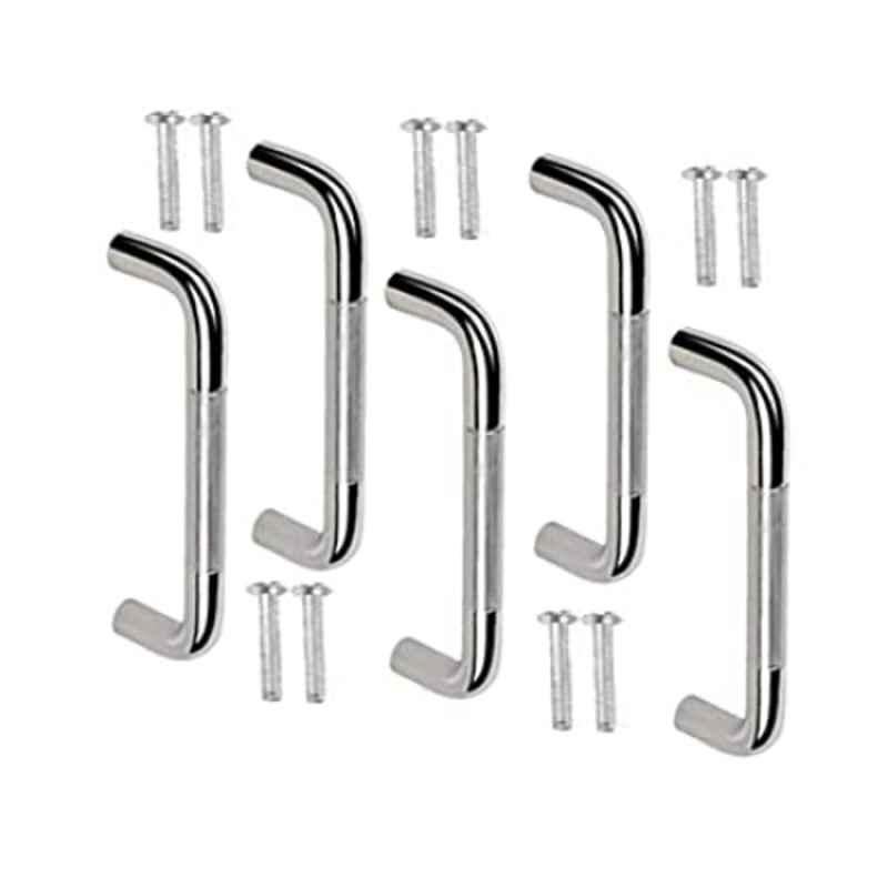 Ztxon 8 inch Caprice Oval D Type Stainless Steel Glossy Finish Cabinet Handles with Screw, CH108SS (Pack of 5)